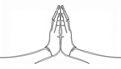 Fototapeta premium Praying hands line art style vector illustration