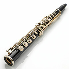 Obraz premium A polished oboe with intricate finger keys, displayed elegantly