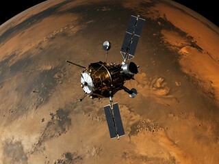 Obraz premium Top view of Mars Reconnaissance Orbiter above Aeolis Region.