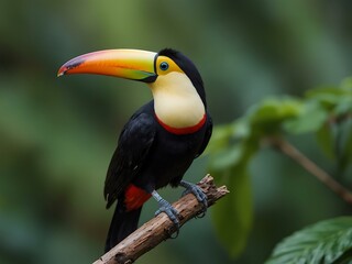 Toucan perched on a branch.
