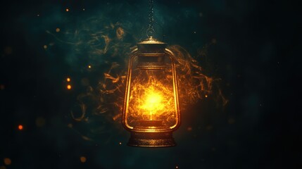 A Ramadan greeting card featuring a glowing lantern and dark background, ideal for personalized wishes or festive messages during the holy month