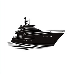 Silhouette of a luxury yacht gliding on water.