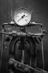 vintage pressure gauge of an machine
