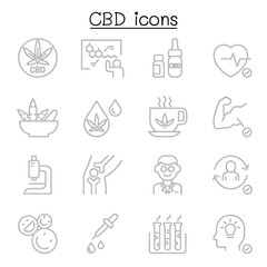 Fototapeta premium CBD, Cannabis, marijuana icon set in thin line style