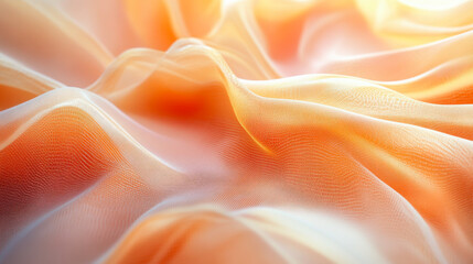 Obraz premium Waves of translucent fabric create an abstract landscape with warm orange tones and soft curves in natural light during daytime