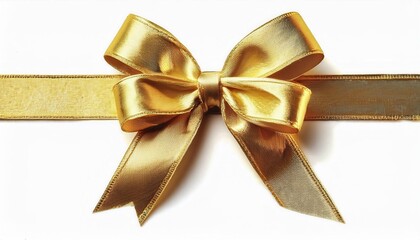 Fototapeta premium Elegant Gold Satin Bow Ribbon. Perfect for Christmas Gift Wrapping, Holiday Decorations, Festive Wreaths, Party Favors, and Luxurious Seasonal Crafts. Adds a Touch of Glamour to Your Celebrations