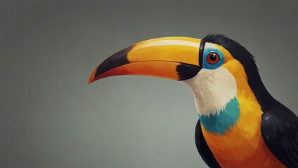 Obraz premium Transparent toucan icon, anime style.