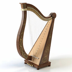 Obraz premium A traditional lyre with a curved frame and taut strings,