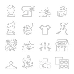 Fototapeta premium Fashion design , tailor , Dressmaker , sewing icons set in thin line style