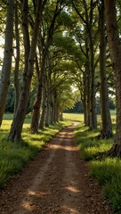 Naklejka premium Tree-lined country path.