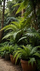 Tropical fern garden.