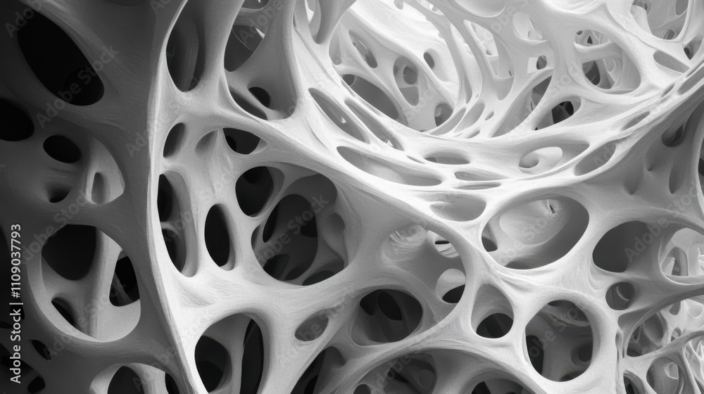 Poster intricate abstract textures displaying organic forms and light patterns revealing a complex structur