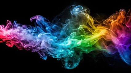 Obraz premium Mystical swirling colored smoke on black background , abstract, colorful, mystical, smoke, fog, swirl, motion, ethereal