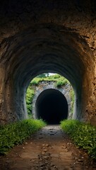 Obraz premium Tunnel through a mountain or underground.