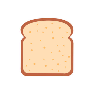 flat design single bread slice stock vector illustration, logo, and icon isolated on a white background