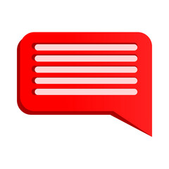 Red 3d chat icon isolated on white background. Chatting, message, symbol, vector.