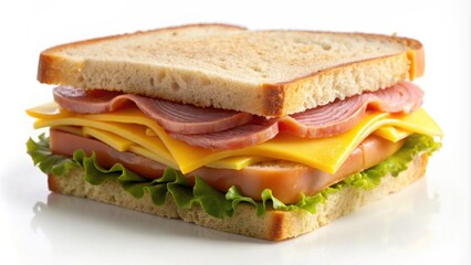 Delicious bologna and cheese sandwich on white bread , lunch, snack, sandwich, deli meat, dairy, American cheese, mayonnaise