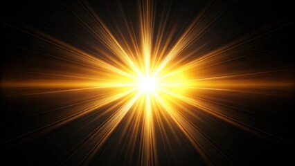 Obraz premium Sun flare shining brightly against a black background, sun, flare, black, background, light, bright, abstract, rays, glowing, burst