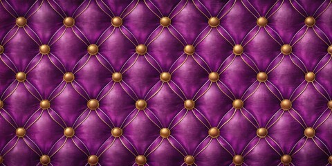 Fototapeta premium Luxurious purple velvet upholstery background with gold trim forming a repeating pattern, luxury, purple, velvet