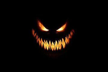 Glowing jack-o'-lantern with scary fangs