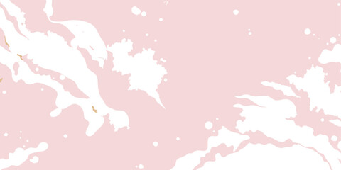 Obraz premium White splatters of various sizes create an abstract design on a pink pastel background, forming a unique and artistic visual