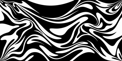 Obraz premium Geometric pattern forming hypnotic optical illusion with undulating black and white stripes creating dynamic visual effect