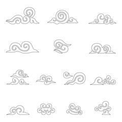 Abstract Cloud , Chinese Cloud , Curl cloud , Cloud icon set