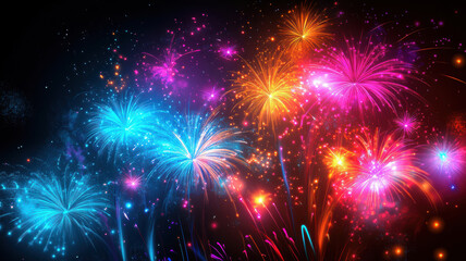 Fototapeta premium New Year’s celebration with vibrant fireworks