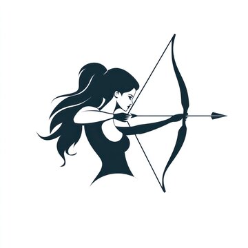 recommend clip art: Silhouetted woman aiming with a bow and arrow