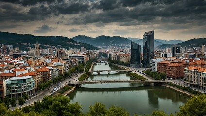 Fototapeta premium Urban view of Bilbao city.