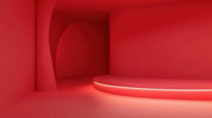 Obraz premium Luxurious Red Abstract Design: Curved Shapes and Text Replication Space