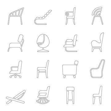 Chair icon set in side view