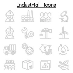Industrial icon set in thin line style