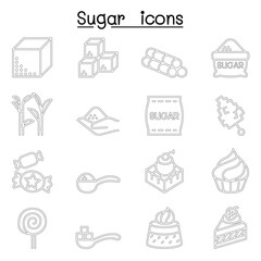 Fototapeta premium Sugar icon set in thin line style
