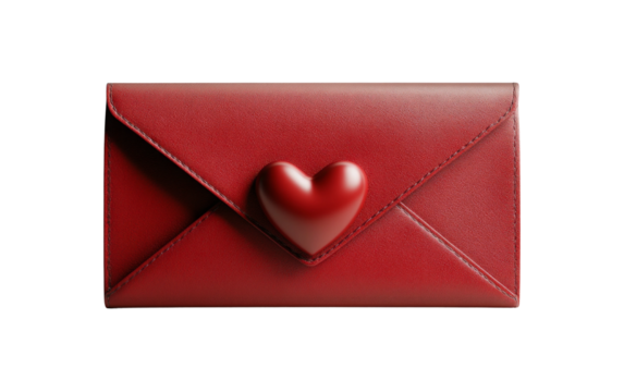 Red Envelope with Heart Design on Transparent Background