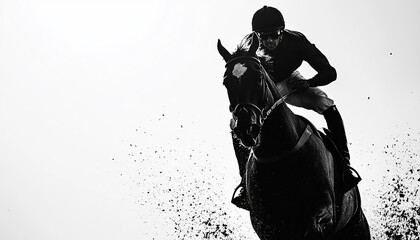a man riding a horse with white background generated by AI
