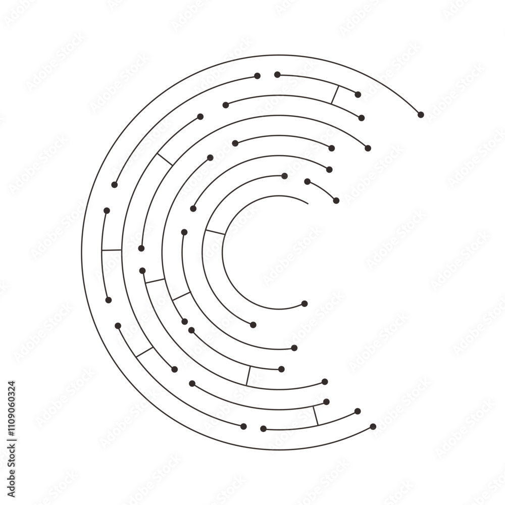 Wall mural circuit radial board line microchip, software. integrated motherboard, connections. innovative elect
