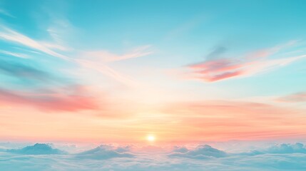 Fototapeta premium Peaceful sunrise over cloudy horizon inspirational views of nature's serenity