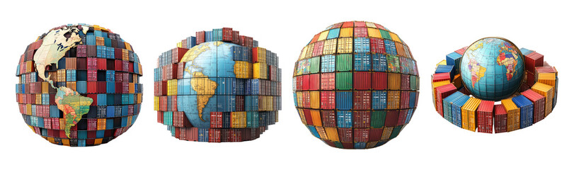 Colorful Globes Made of Shipping Containers