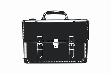 Silhouette Design of a Vintage Briefcase with Classic Handle and Detailed Latches in a Minimalist Style