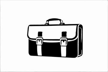 Silhouette Design of a Vintage Briefcase with Classic Handle and Detailed Latches in a Minimalist Style