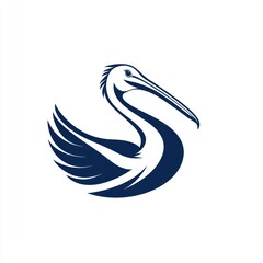 Obraz premium Elegant, stylized silhouette of a pelican in profile view.
