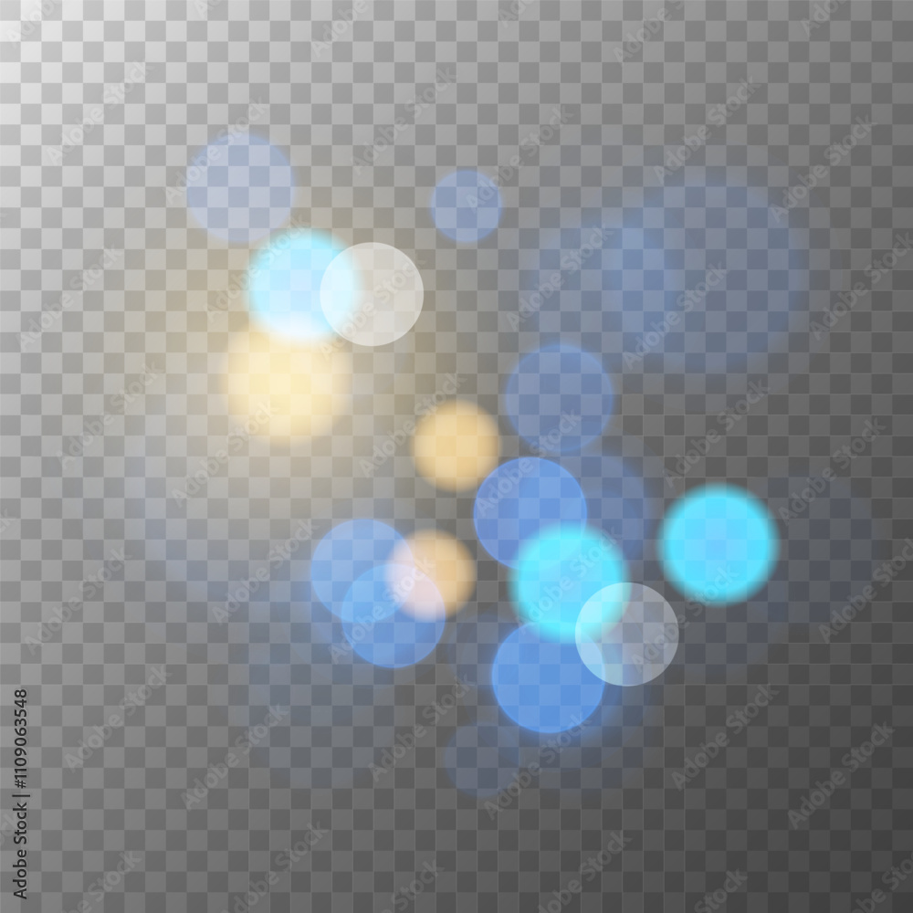 Poster bokeh lights graphic template. bright blur light effect. abstract blurred overlay template. transpar