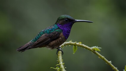 Obraz premium Velvet Purple Coronet hummingbird in Ecuador’s Chocó Andino.