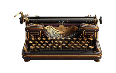 Vintage Typewriter on Transparent Background