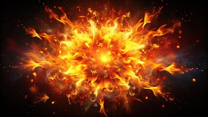 Fototapeta premium Fire explosion effect element with realistic flames and sparks , fire, explosion, effect, element, flames, sparks, fiery