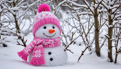 Fototapeta premium snowman in the snow
