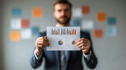 Business Person Displaying Data Charts