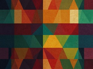Obraz premium Vibrant geometric pattern with triangles, circles, and squares.
