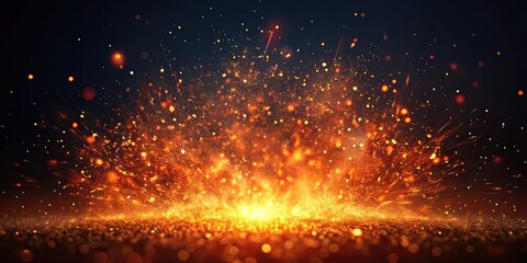 Fototapeta premium Embers and spark particles isolated on background, embers, fire, particles, glowing, hot, sparks, blaze,flickering, floating